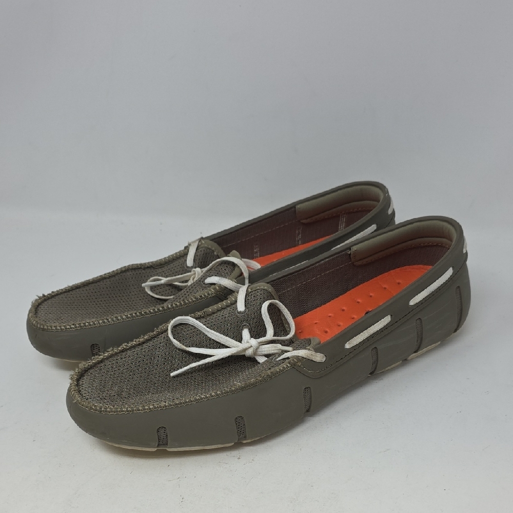 Swims Green and White Boat Shoes Slip-On Design Size 11